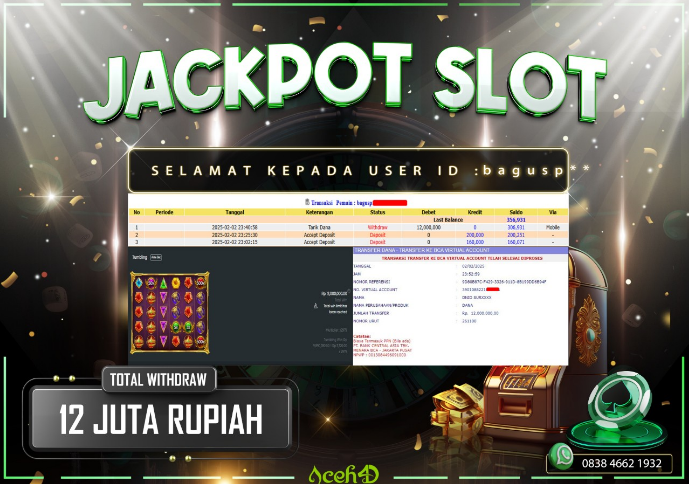JACKPOT SLOT DARI MEMBER SETIA ACEH4D TGL 02/02/2025 💸💸