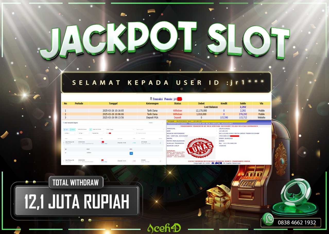 JACKPOT SLOT DARI MEMBER SETIA ACEH4D TGL 26/03/2025 💸💸