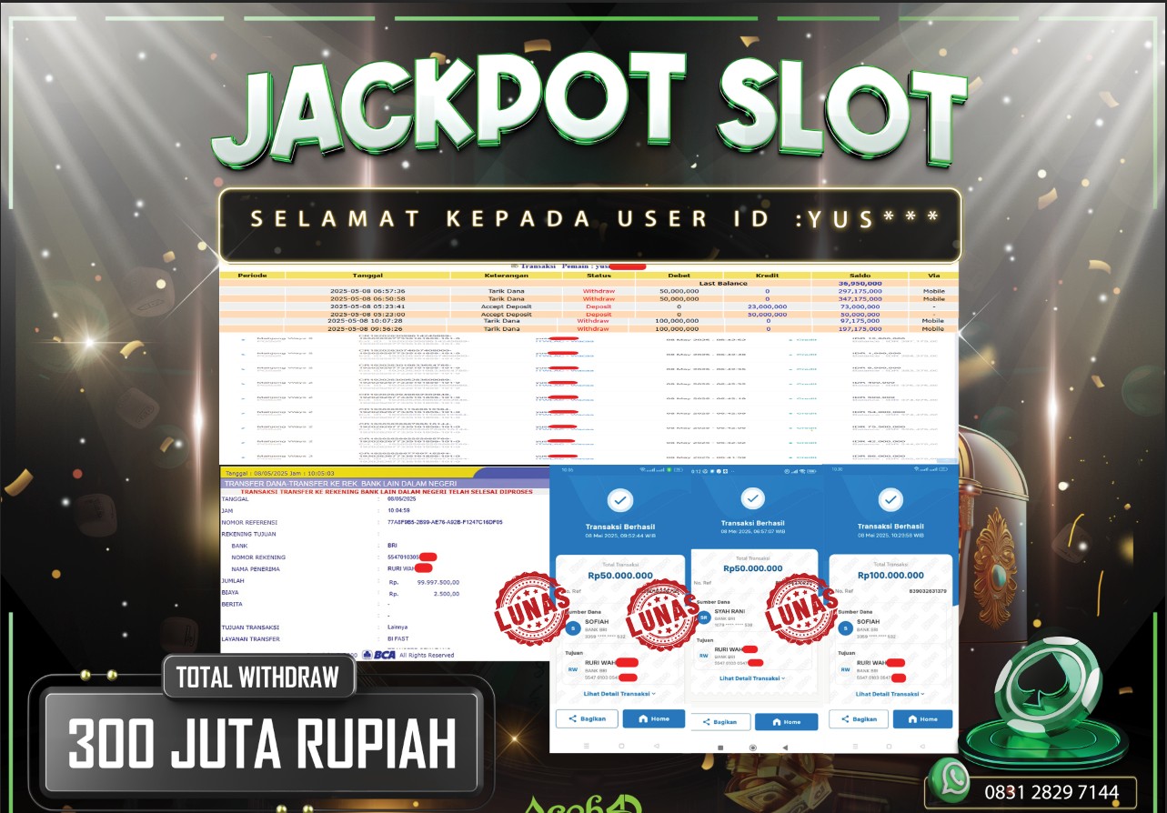JACKPOT SLOT DARI MEMBER SETIA ACEH4D TGL 08/05/2025 💸💸