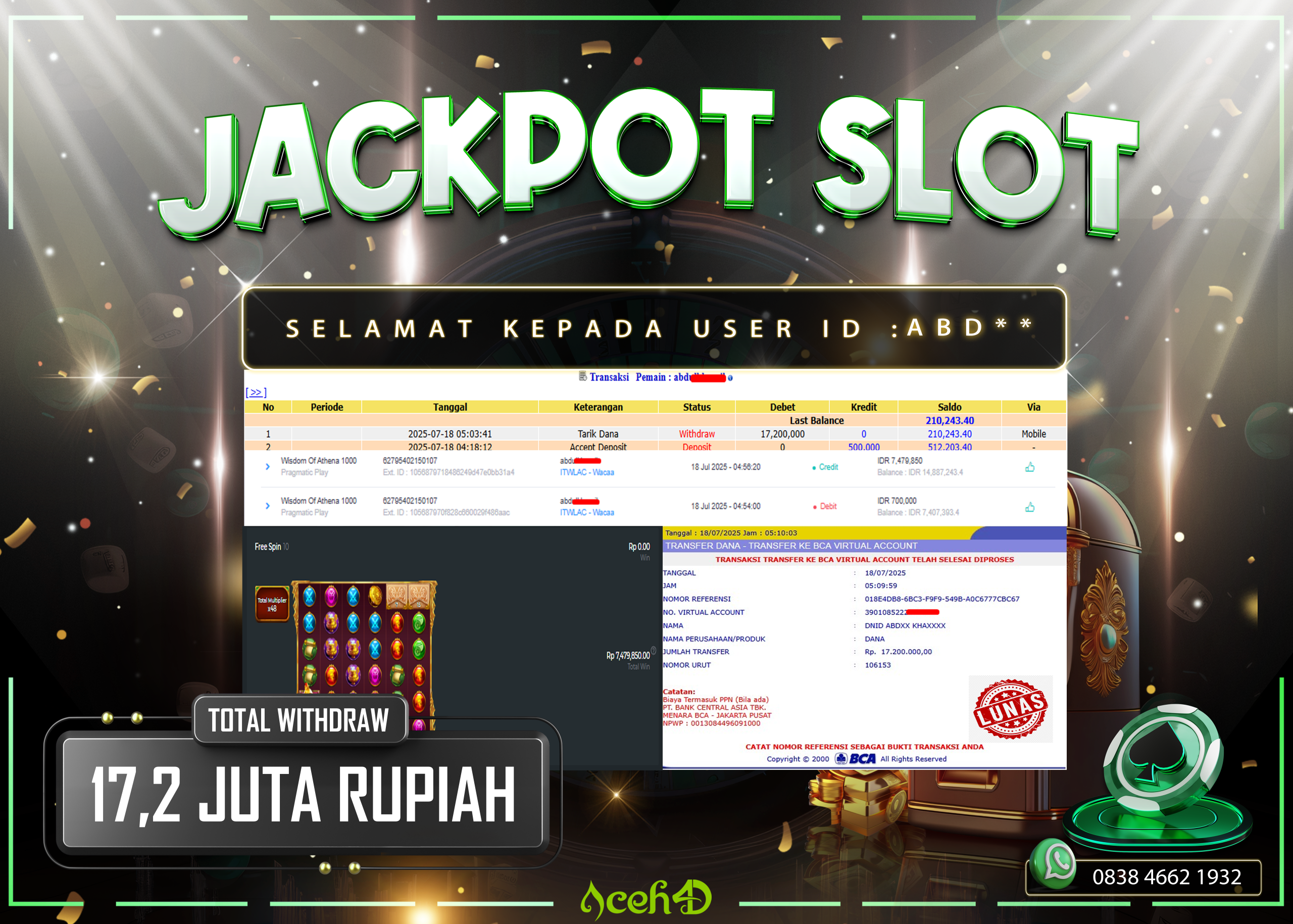 🔥🔥 JACKPOT HARI INI, JUMAT 18-07-2025 🔥🔥 JACKPOT SLOT DARI MEMBER SETIA ACEH4D TGL 18/07/2025 💸💸