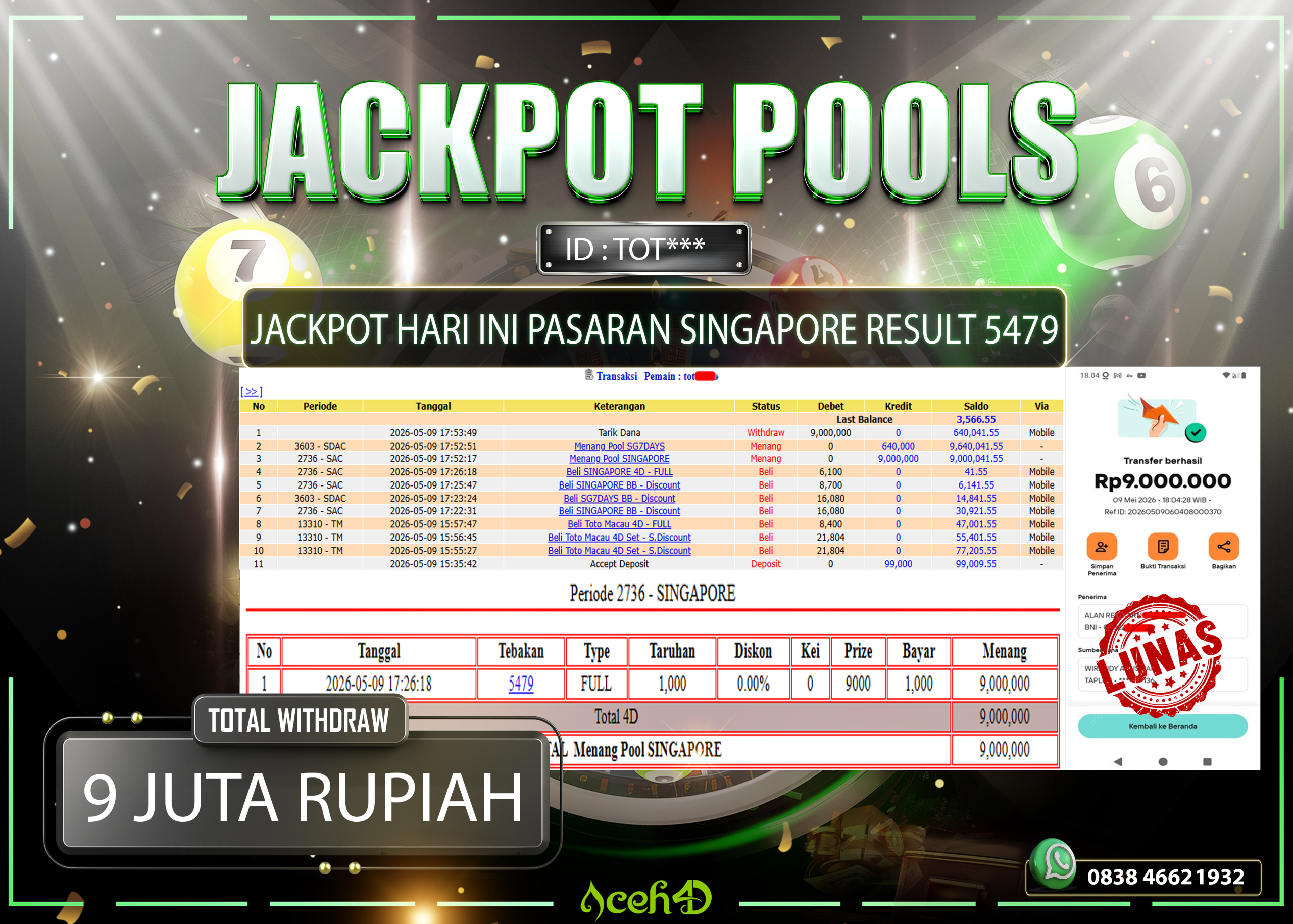 🔥🔥 JACKPOT HARI INI, SABTU 09-05-2026 🔥🔥