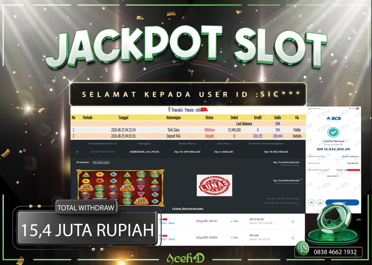 🔥🔥 JACKPOT HARI INI, SELASA 25-08-2026 🔥🔥 🔥🔥💸💸JACKPOT SLOT DARI MEMBER SETIA ACEH4D 💸💸